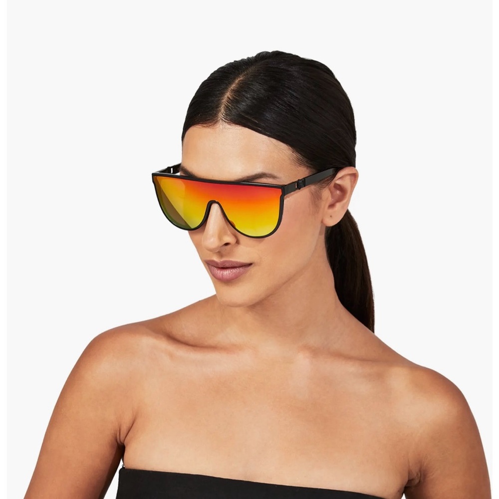 Kurt Geiger London Regent 99mm Oversize Shield Sunglasses Color: Black/ Rainbow